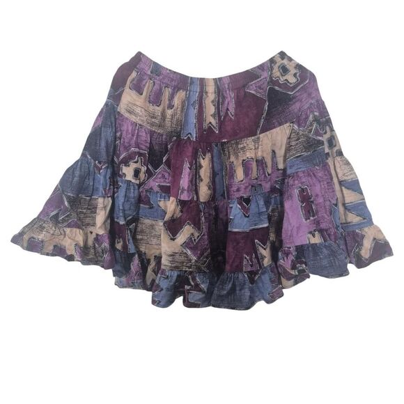 Circle T by Marilyn Lenox Boho Tiered Circle Skirt Vintage 90s Y2K Size Large - Picture 2 of 4